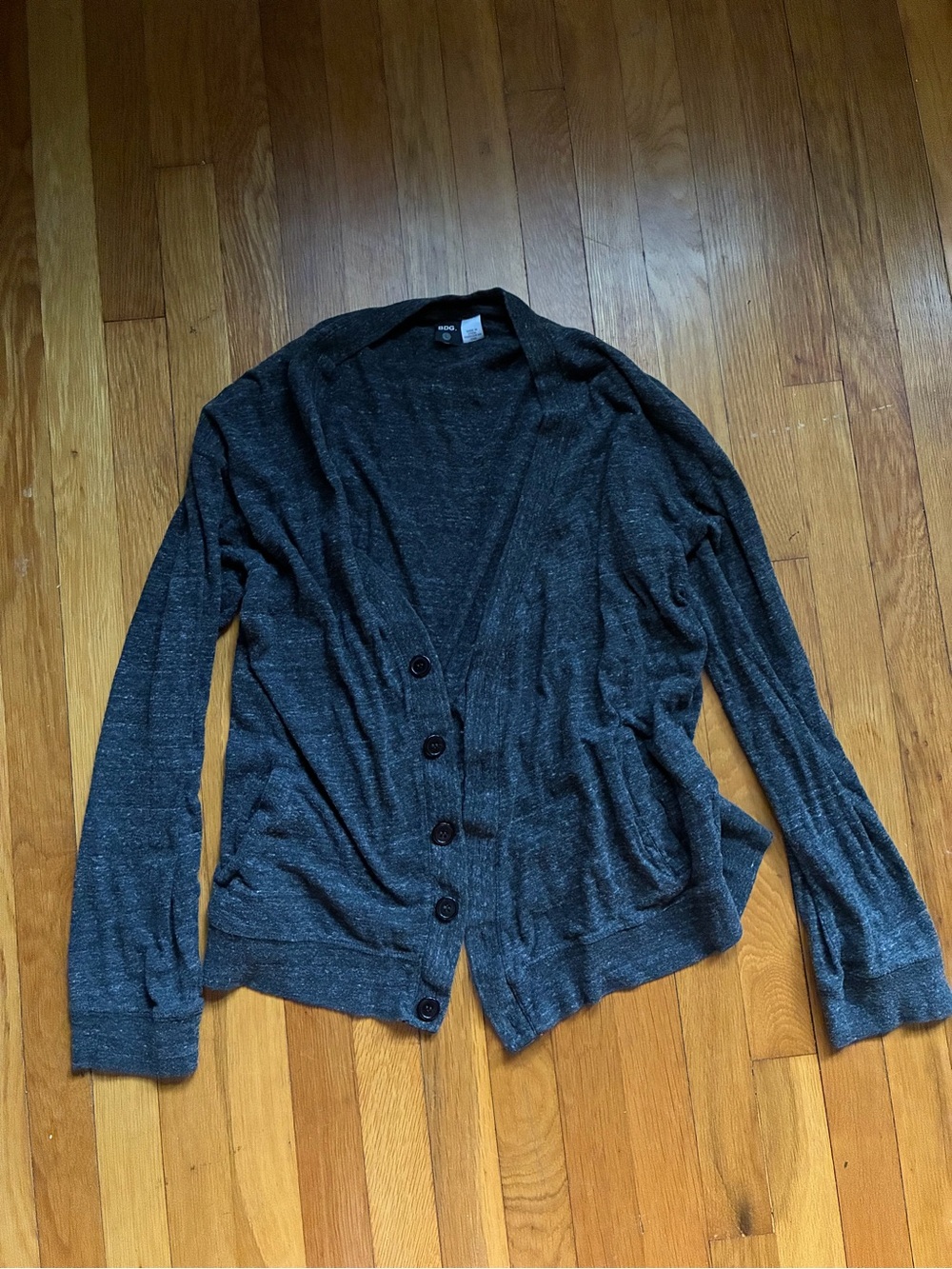 Men's Dark Gray Button-Front Cardigan Sweater - Size L - Urban Outfitters